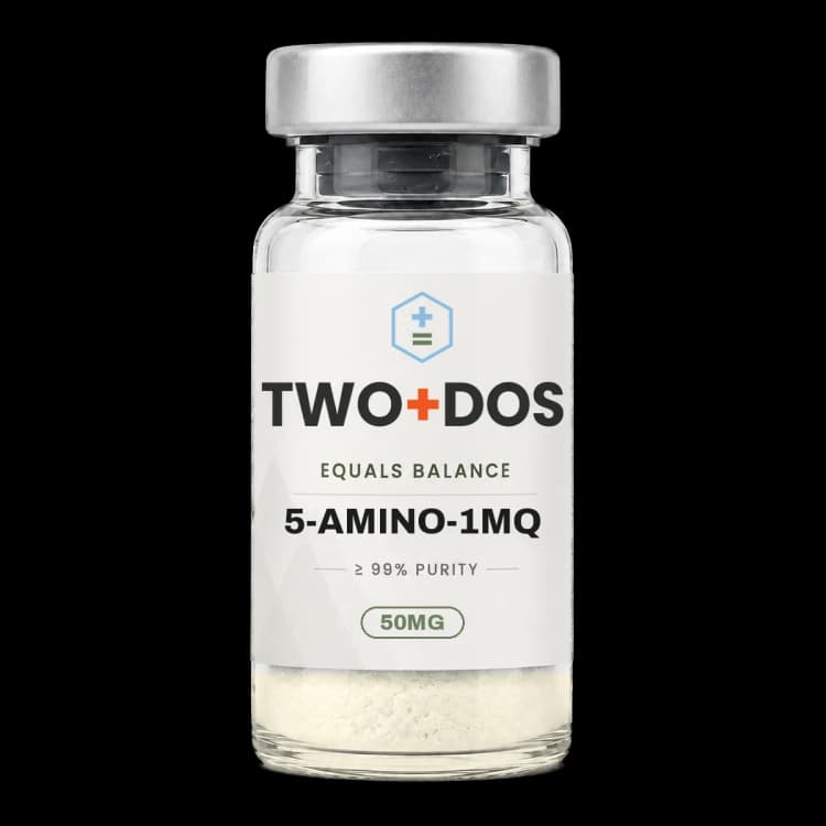 5-Amino-1MQ research vial, lyophilized powder, TWO+DOS label