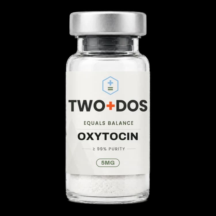 Oxytocin research vial, lyophilized powder, TWO+DOS label