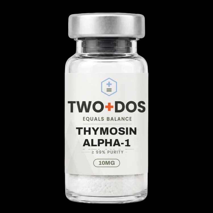 Thymosin Alpha-1 research vial, lyophilized powder, TWO+DOS label