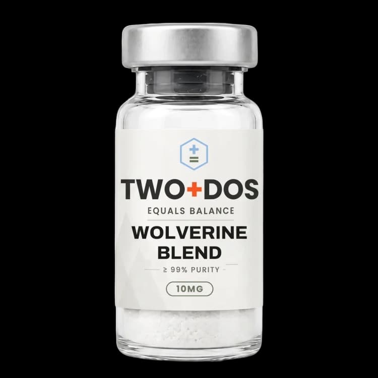 Wolverine Blend research vial containing BPC-157 and TB-500, TWO+DOS label